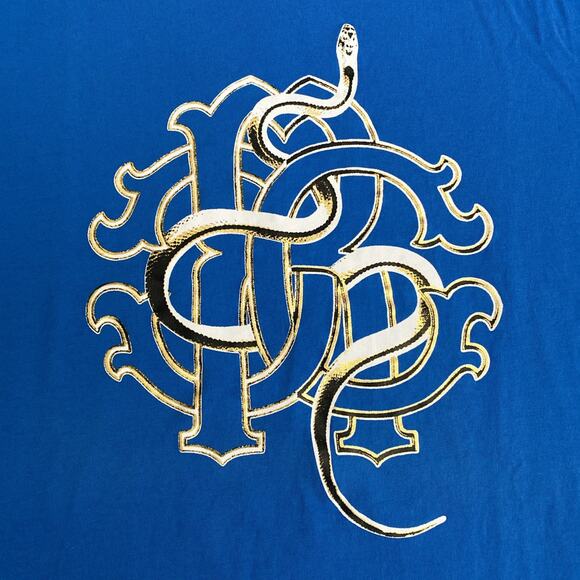 Roberto Cavalli Men Logo Crewneck Graphic T Shirt Tee Blue Snake Short Sleeve M - Picture 3 of 6